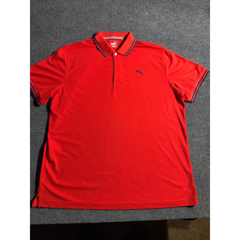 Puma Mens Red Short Sleeve Tipped Polo Shirt Size XL‎ dryCELL Athletic Casual